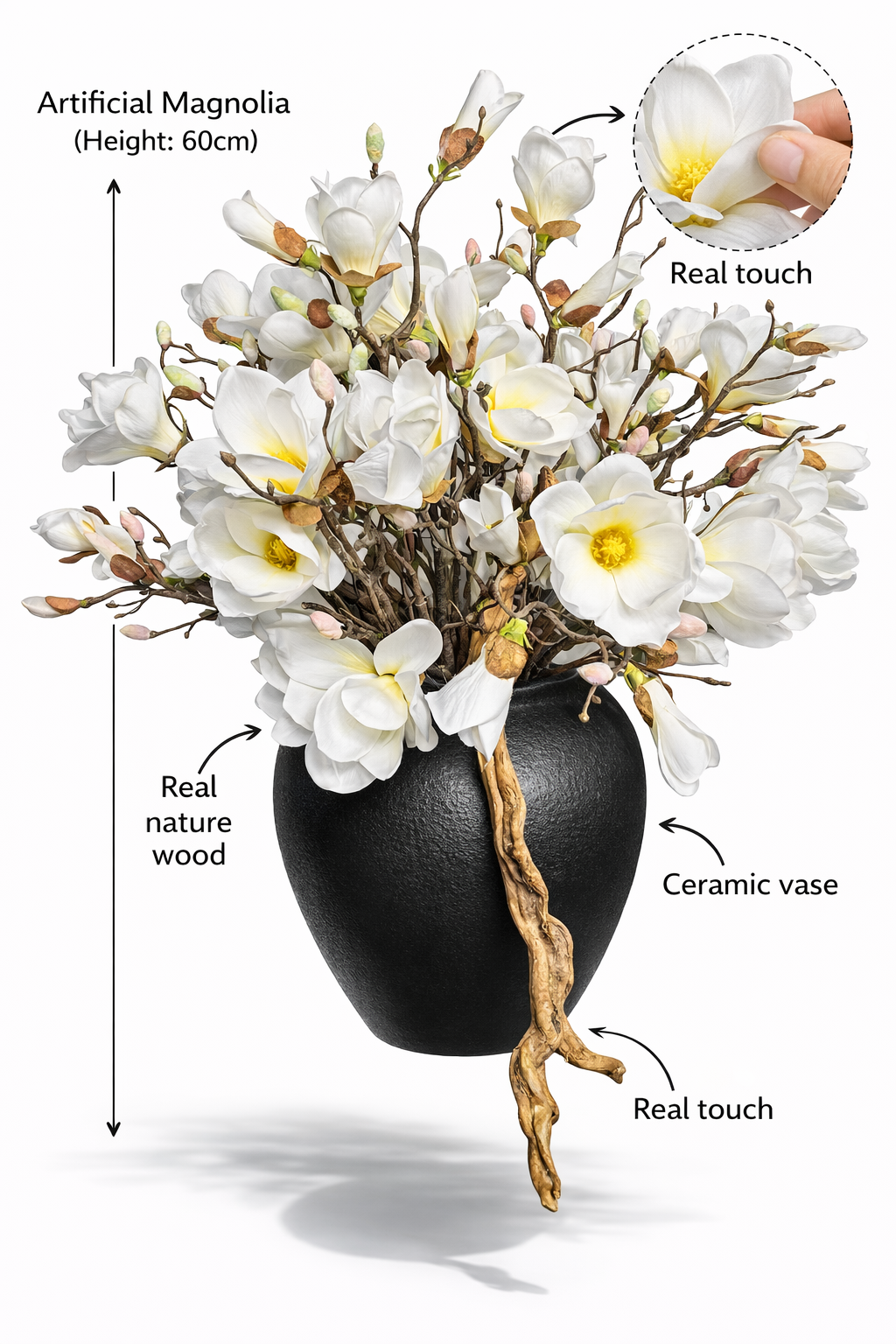 Luxury Artificial Magnolia Arrangement